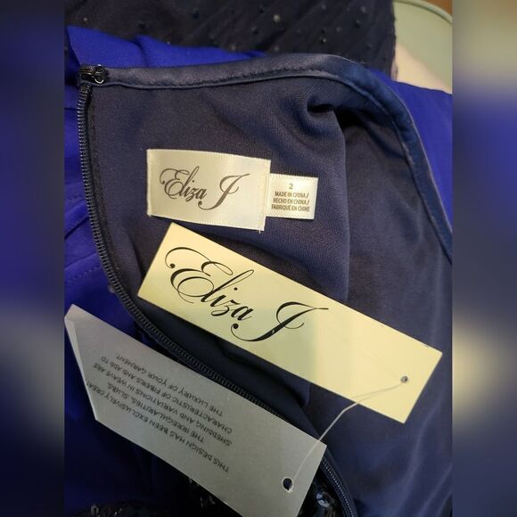 Eliza J Womens Sequined Sleeveless Knee-Length Cocktail Dress Size 2 NWT Blue - Picture 5 of 5